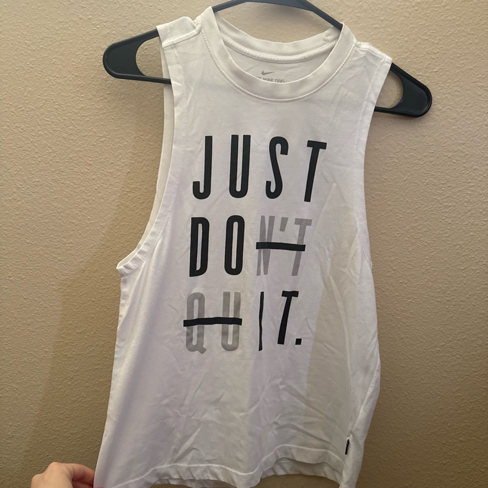 Nike Women's White Muscle Tee with Motivational Text
